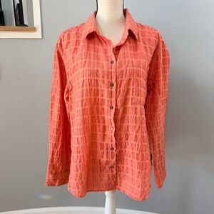 Dylan Textured Coral Button-Down Long Sleeve Shirt